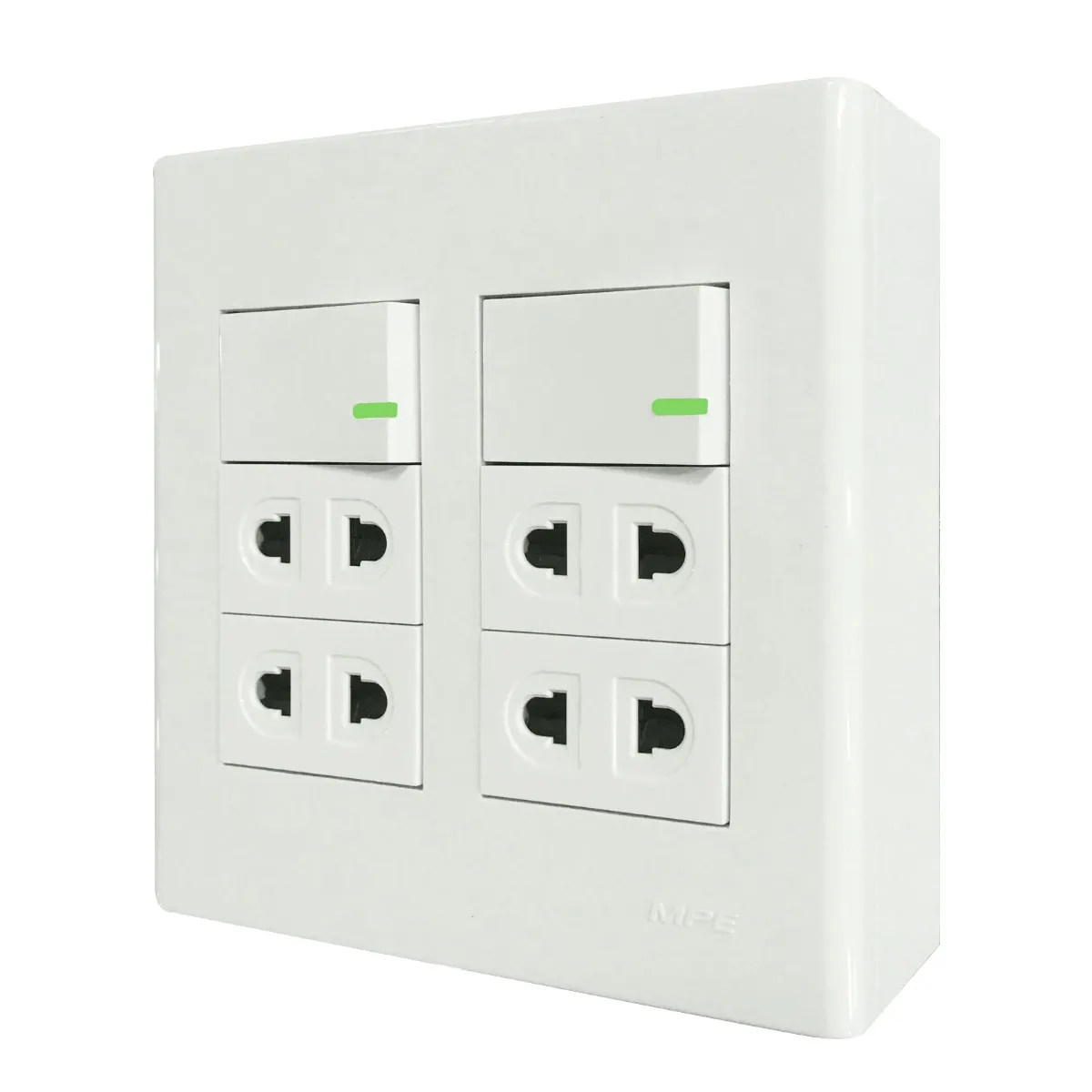 Bộ công tắc ổ cắm đôi MPE đế nổi vặn vít A60B24U2V