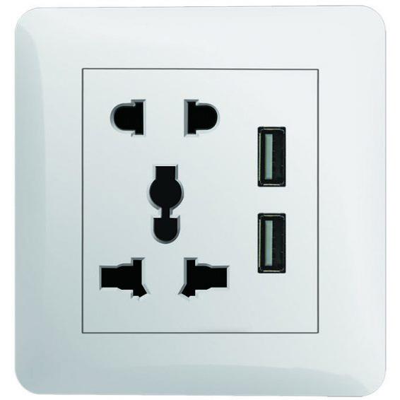 Ổ cắm đa năng + 2 Sạc USB 5v, 2.1A