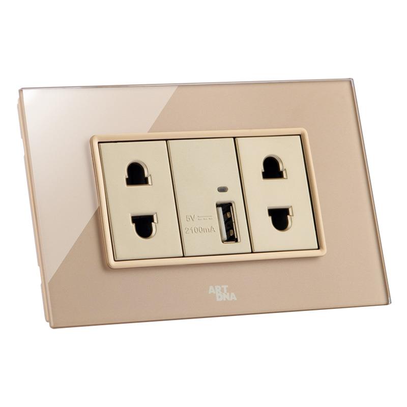 Ổ cắm đôi 2 chấu 16A + Sạc USB 5V