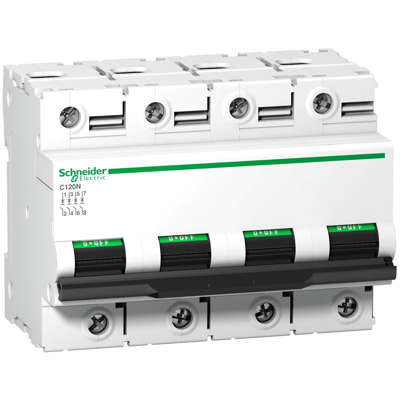 Acti9 MCB C120N 4P 10kA 400V, C curve