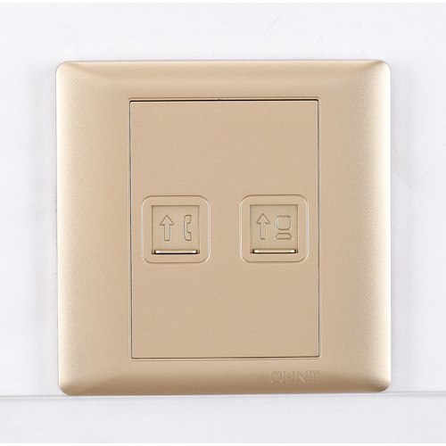 Bộ ổ cắm điện thoại 4 lõi, ổ cắm mạng Cat 6 8 lõi CHINT NEW7-G20912A Champagne