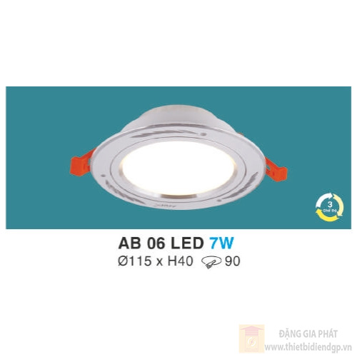 Đèn led downlight hợp kim nhôm cao cấp Ø120*H40-7W, 3 chế độ ánh sáng, khoét lỗ Ø90