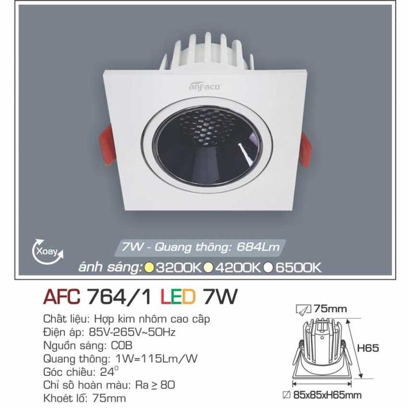 Đèn âm trần cao cấp Anfaco AFC 764/1 - 12W