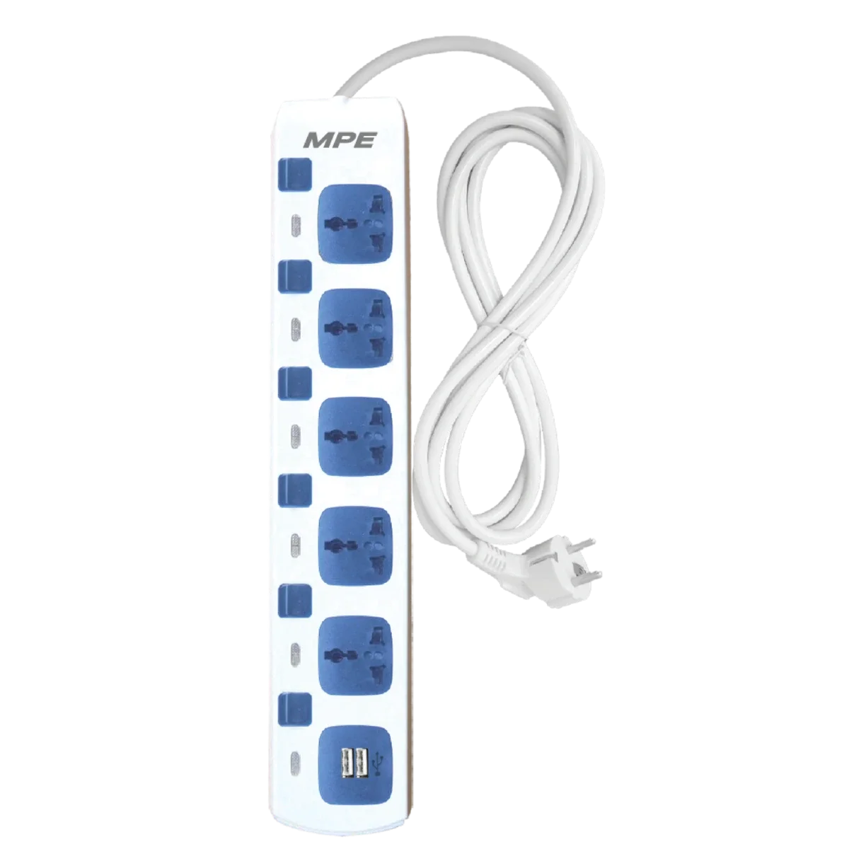 Ổ cắm di động MPE AM5S-2USB 5 lỗ cắm đa năng, 2 lỗ cắm USB dài 3m