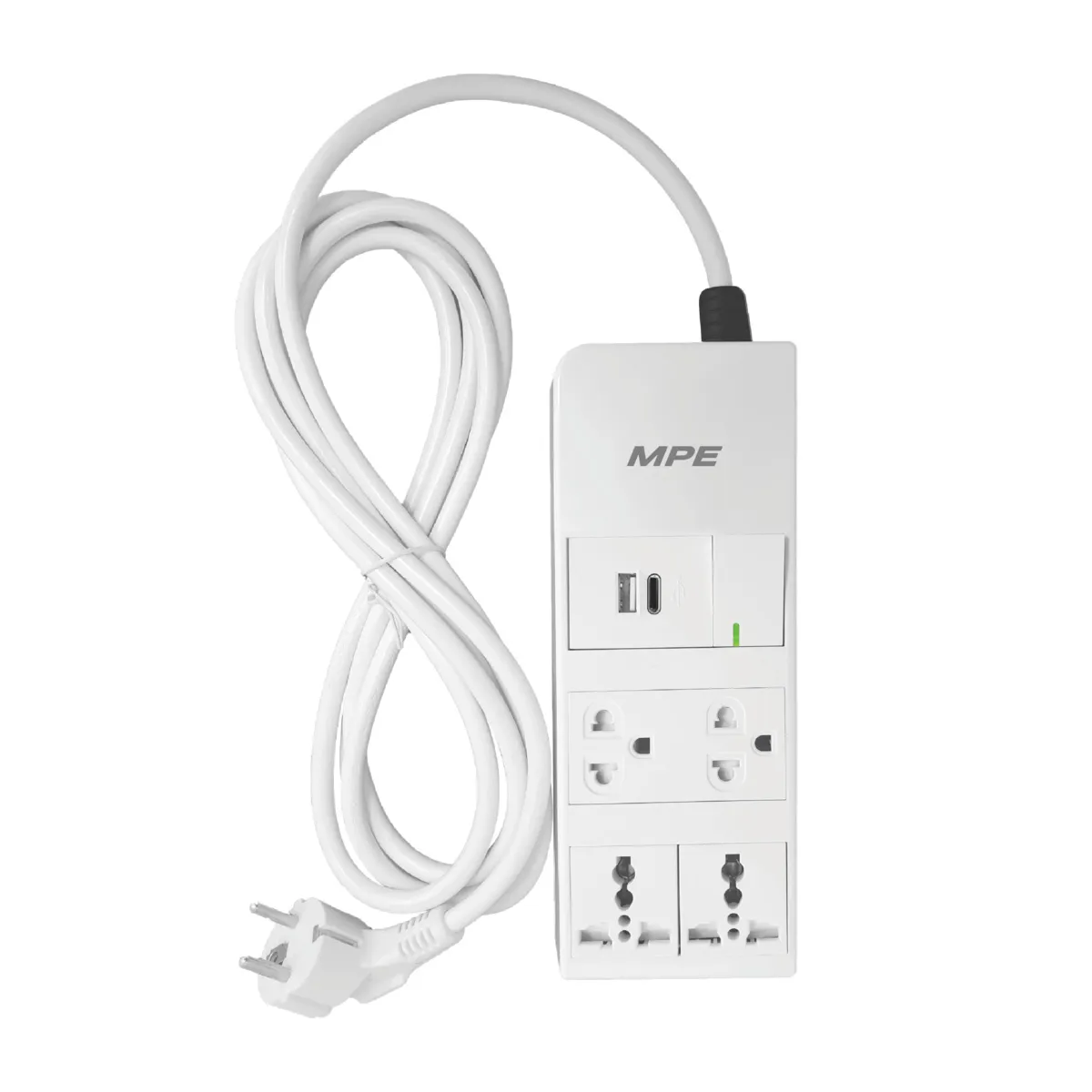 Ổ cắm di động MPE AM6S4 2 lỗ 3 chấu 2 lỗ đa năng USB Type A & C kèm công tắc dài 3m