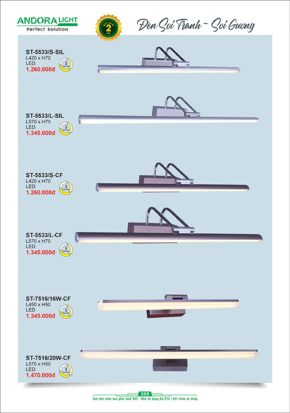 Đèn soi gương, sọi tranh Andora L420*H70 - LED 3 CĐ