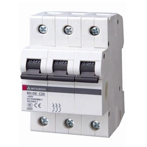 MCB Mitsubishi loại tiêu chuẩn BH-D6 3P 6kA C N
