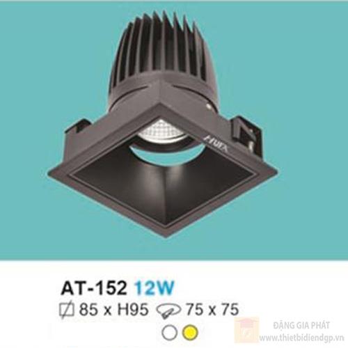 Đèn âm trần chiếu điểm vuông Ø85 x H95, khoét lỗ: Ø75 x 75 - 12W vỏ đen