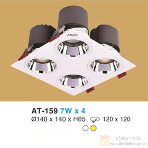 Đèn âm trần chiếu điểm vuông Ø140 x 140 x H65, khoét lỗ: Ø120 x 120 - 7W x 4