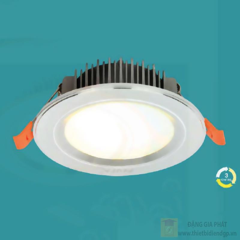 Đèn âm trần viền trắng hợp kim nhôm cao cấp 3 chế độ 12W