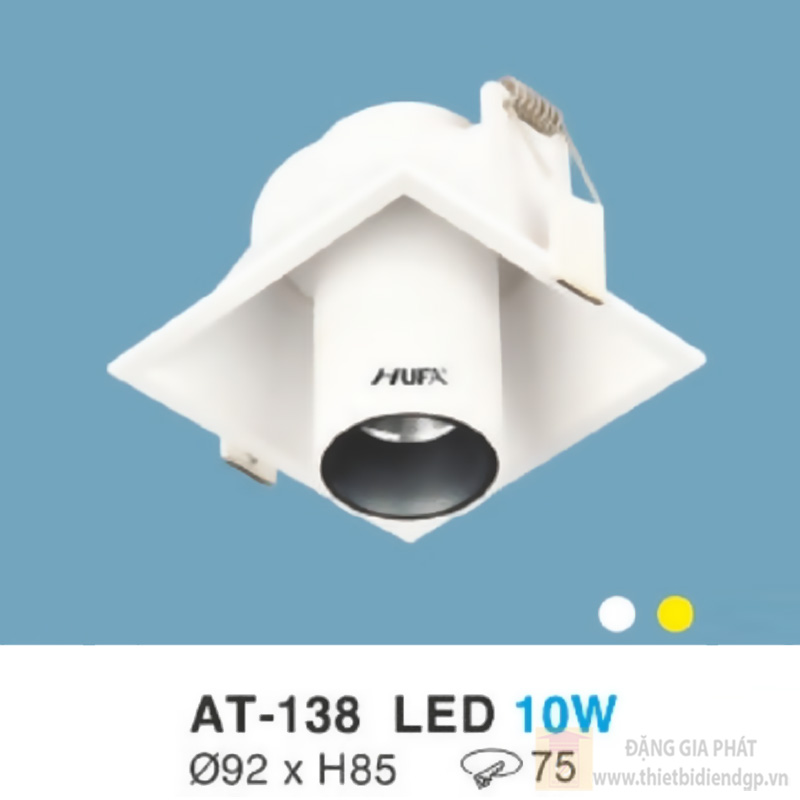Đèn âm trần vuông vỏ trắng Ø92 x H85-LED 10W