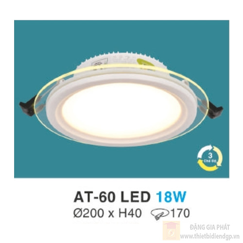 Đèn âm trần kiếng tròn 3 chế độ ánh sáng 18W