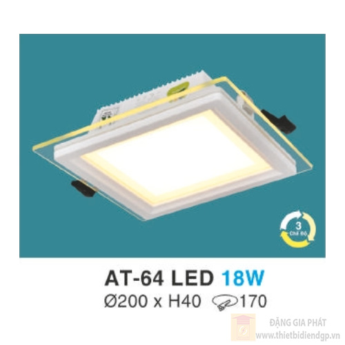 Đèn âm trần kiếng vuông 3 chế độ ánh sáng 18W