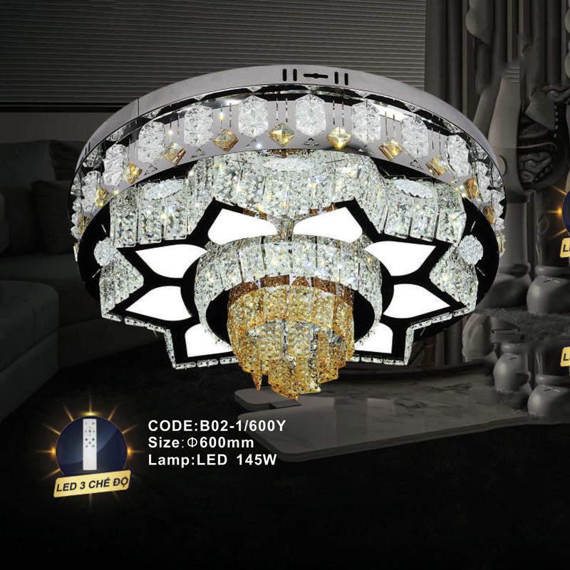 Đèn mâm pha lê Slister Ø600mm - LED 145W - 3 CĐ