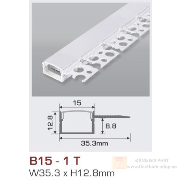Thanh nhôm led uốn cong âm viền 1.5m B15 - 1 T