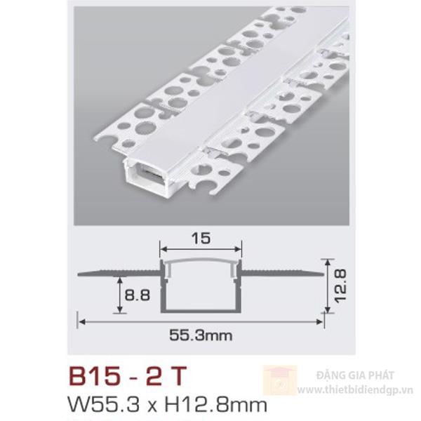 Thanh nhôm led uốn cong âm viền 1.5m B15 - 2 T