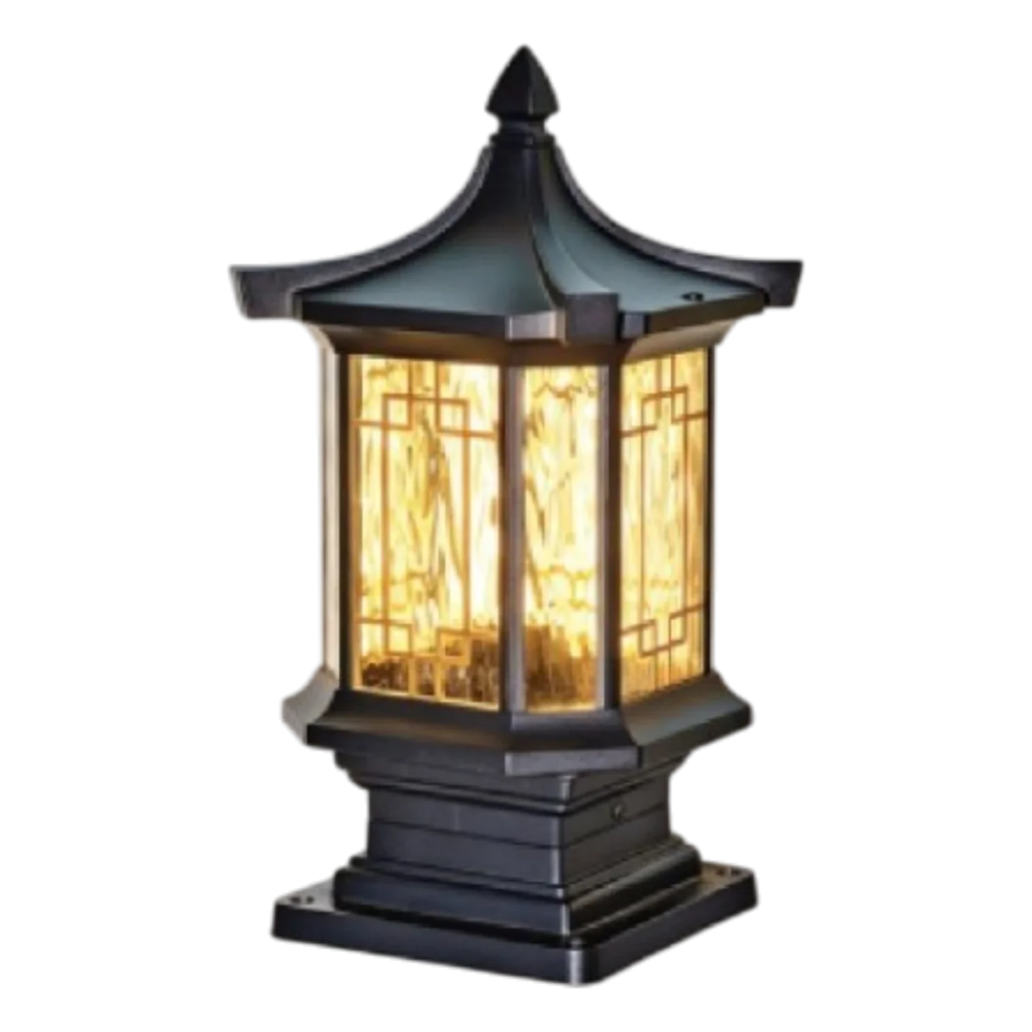 Đèn trụ cổng nhôm + kiếng hufa TSV-703 - Ø180*H350 - E27*1