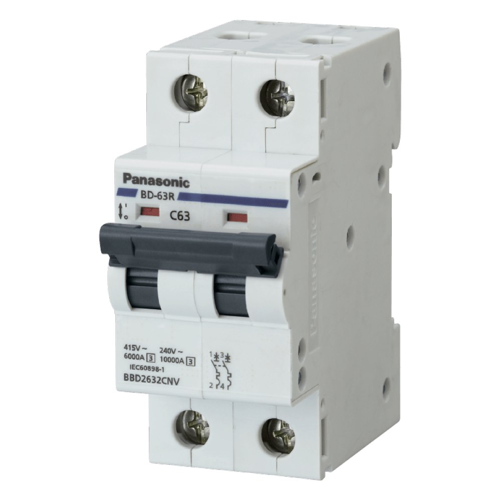 Thiết bị đóng cắt MCB Panasonic BBD....CNV 2P 240VAC/415VAC 6kA