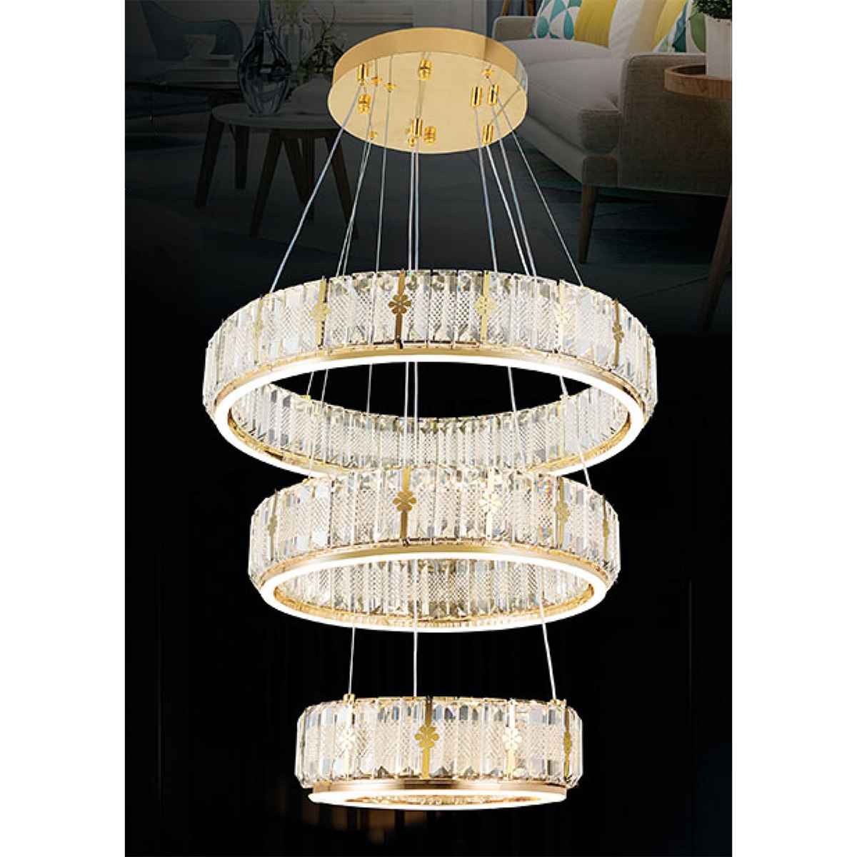 Đèn thả Pha Lê Sano TPL 10210 Ø300+400+500*H1200