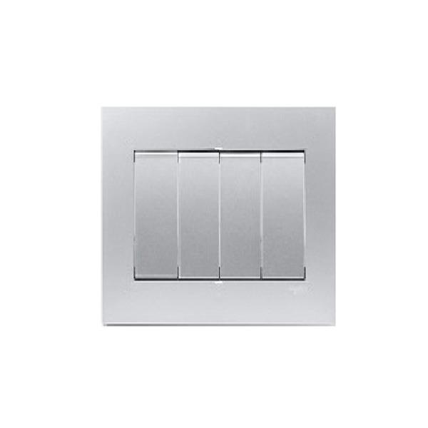Bộ công tắc 4, một chiều màu bạc