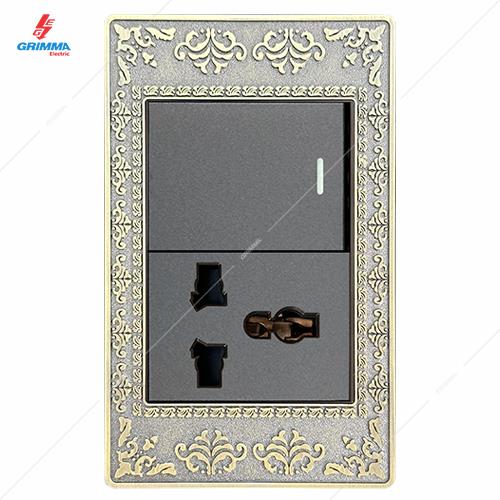 Bộ công tắc đơn 1 chiều + ổ cắm 3 chấu GRIMMA G8ZAXK11SK3