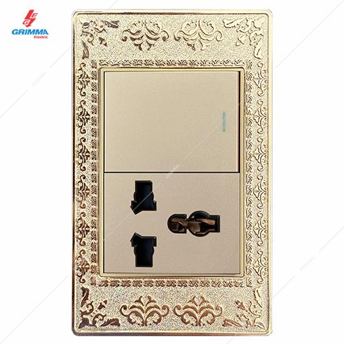 Bộ công tắc đơn 1 chiều + ổ cắm 3 chấu GRIMMA G9ZAGK11SK3
