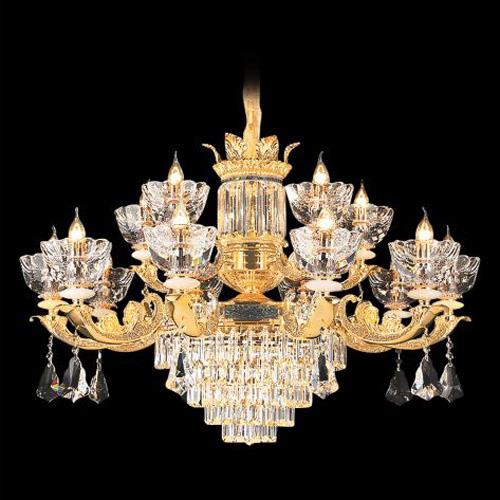 Đèn Chùm Pha Lê Crystal K9 ,Hợp Kim Xi Mạ, Khảm Xà Cừ - Ø1000*H700 - E14*15