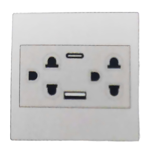 Bộ ổ cắm đôi 3 chấu Duhal 16A + USB + Type C