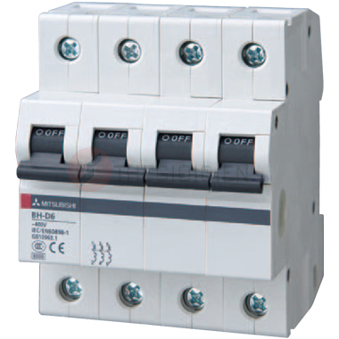 MCB Mitsubishi loại tiêu chuẩn BH-D6 4P 6kA C N