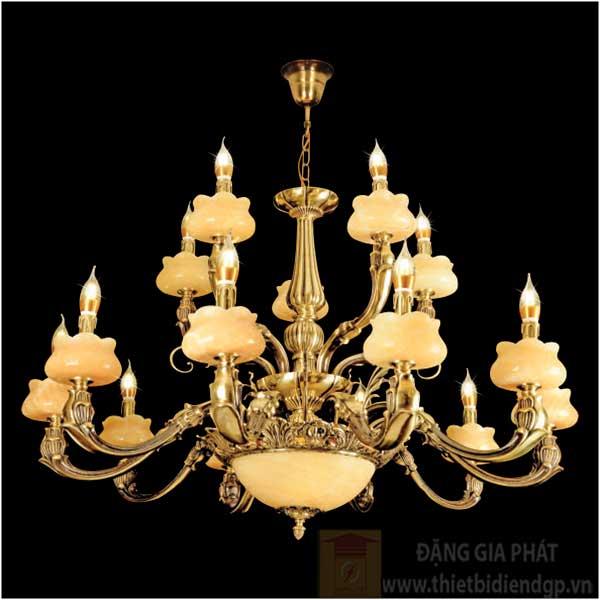 Đèn chùm đồng Ø1030*H700+450, E14*15-E27*2