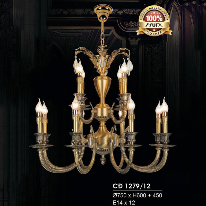 Đèn chùm đồng Hufa Ø750*H600+450, E14*12