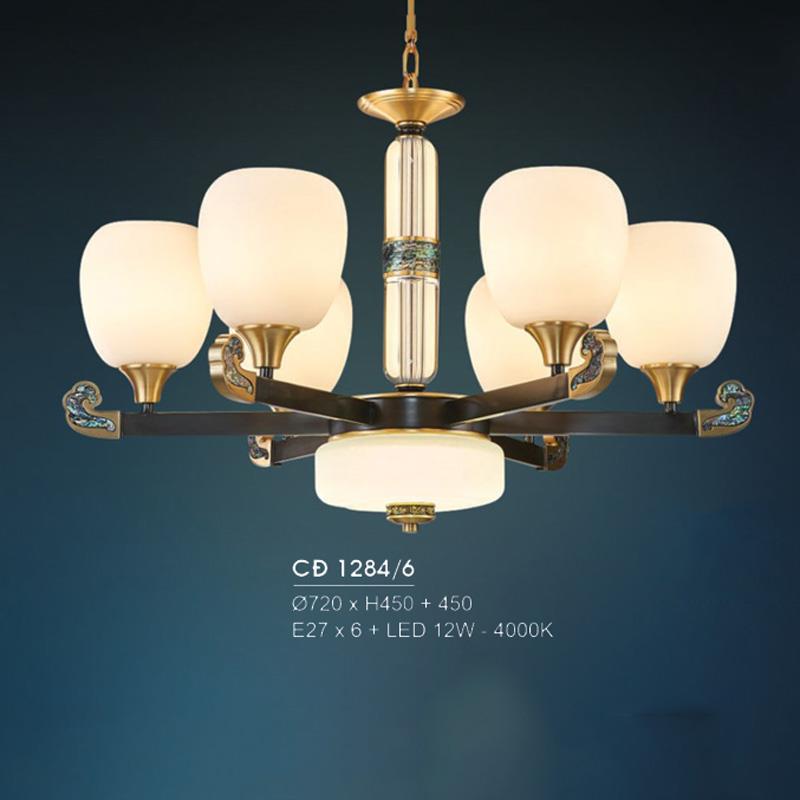 Đèn chùm đồng Hufa Ø720*H450+450, E27*6 + LED 12W - 4000K
