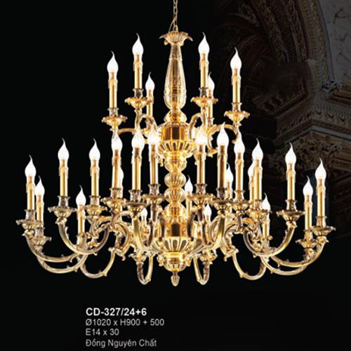 Đèn chùm nến đồng Ø1020*H900+500 - E14*30 đồng nguyên chất