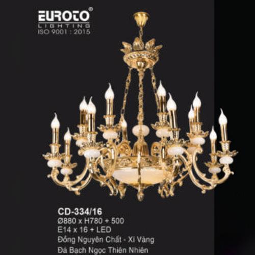 Đèn chùm nến đồng Ø880*H780+500 - E14*16 + LED đồng nguyên chất - xi vàng