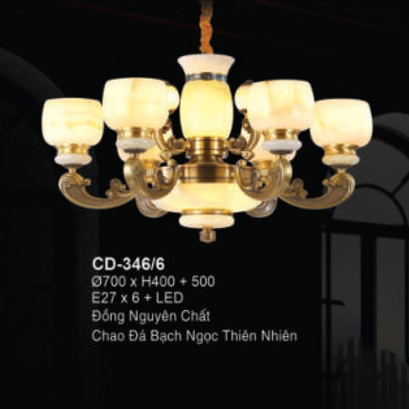 Đèn chùm đồng Ø700*H400+500 - E27*6+LED đồng nguyên chất