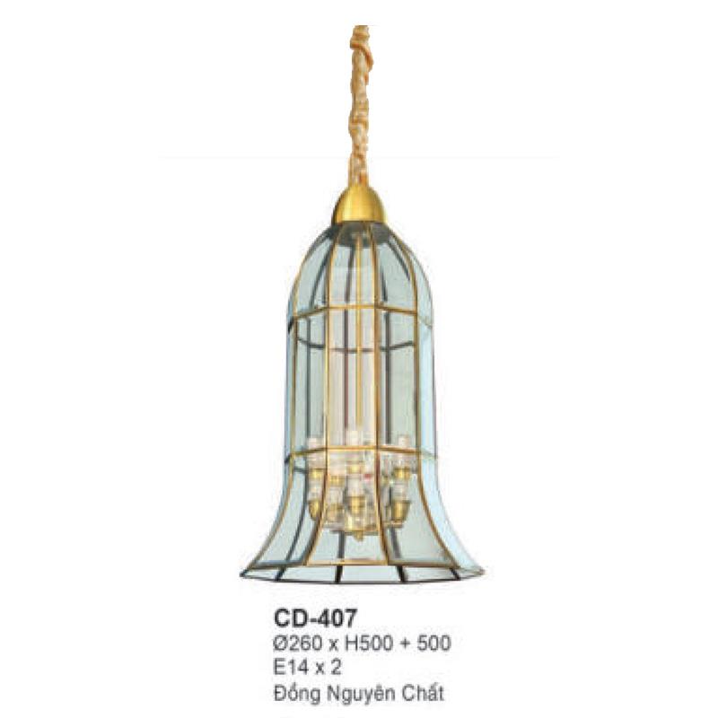Đèn thả nến đồng Ø260*H500+500 - E14*2 - đồng nguyên chất