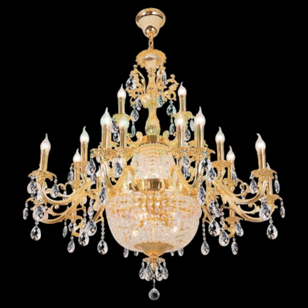 Đèn chùm đồng pha lê nến Ø1100*H1200+500 - E14*25+6