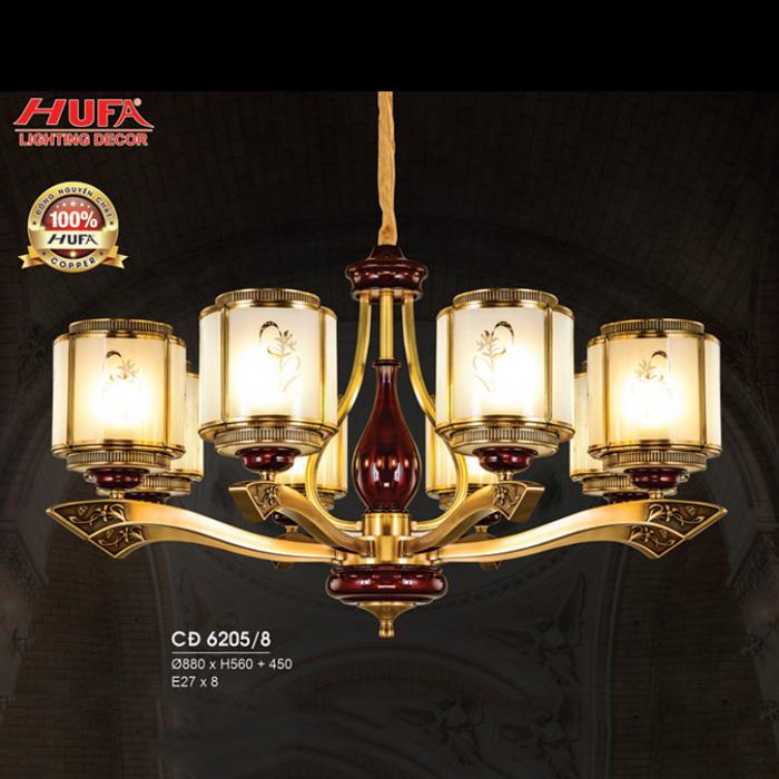 Đèn chùm đồng Ø880*H560+450, E27*8