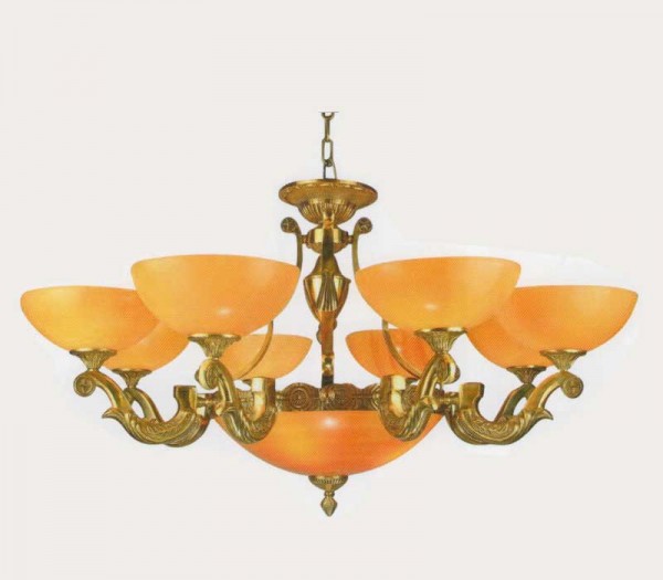 Đèn Chùm Đồng - Chao Đá Ø900*H650+500 - E27*11