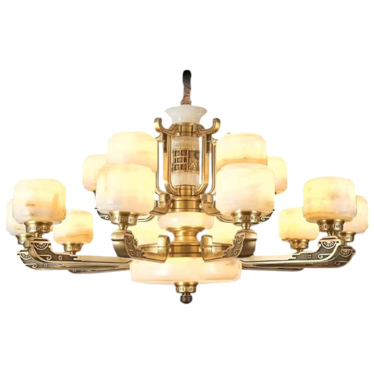 Đèn chùm đồng chao đá ngọc Verona Ø1020*H550