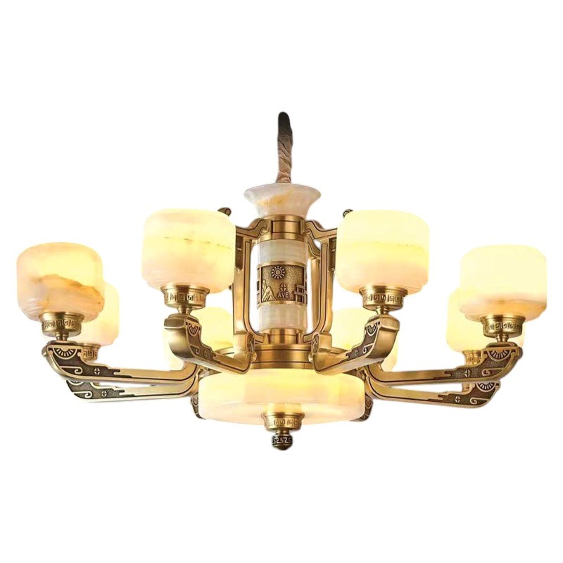 Đèn chùm đồng chao đá ngọc Verona Ø850*H410