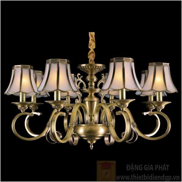 Đèn chùm đồng Ø800*H450+450, E14*8