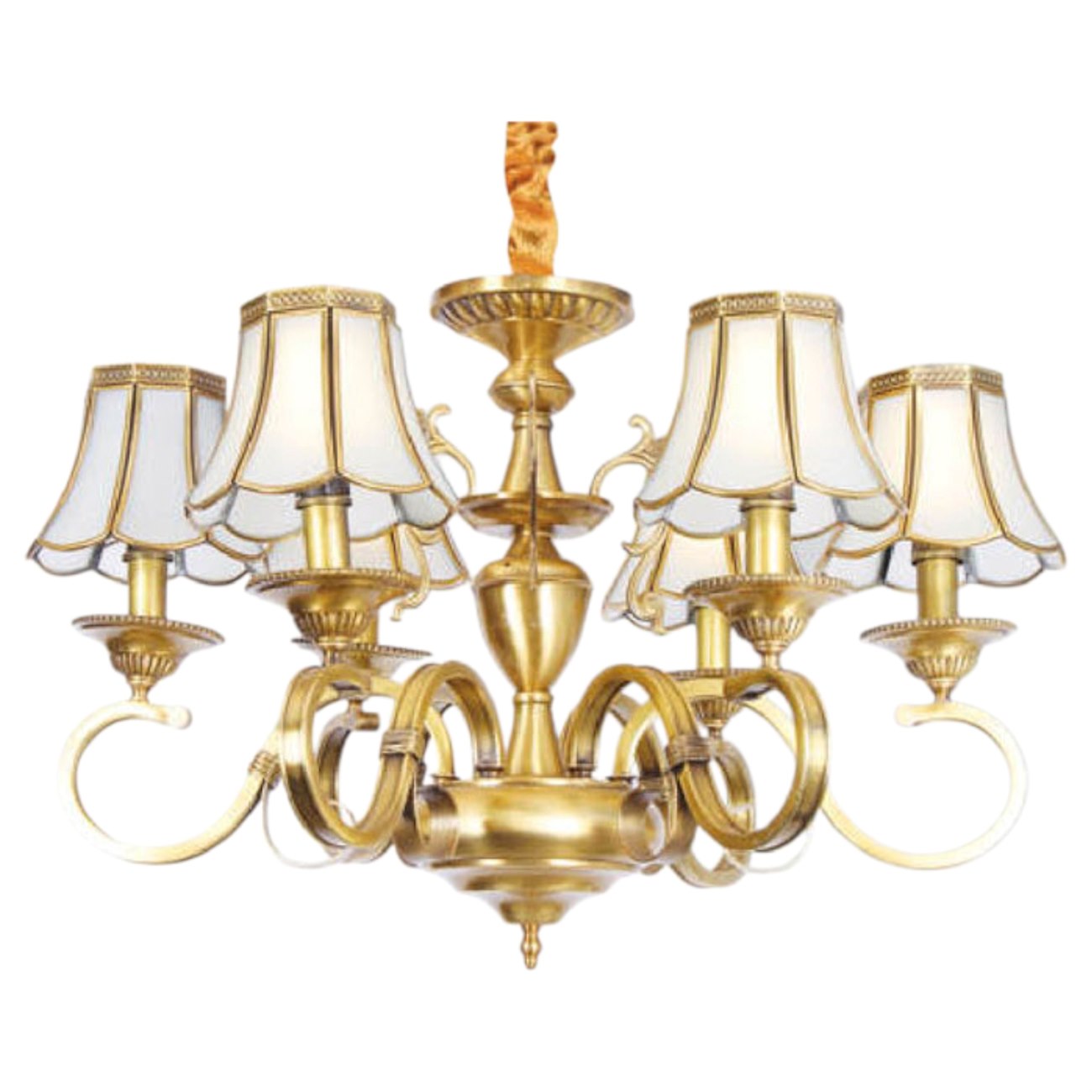 Đèn chùm đồng Andora CĐ-D0892/6 Ø600*H500 + 500 E14*6