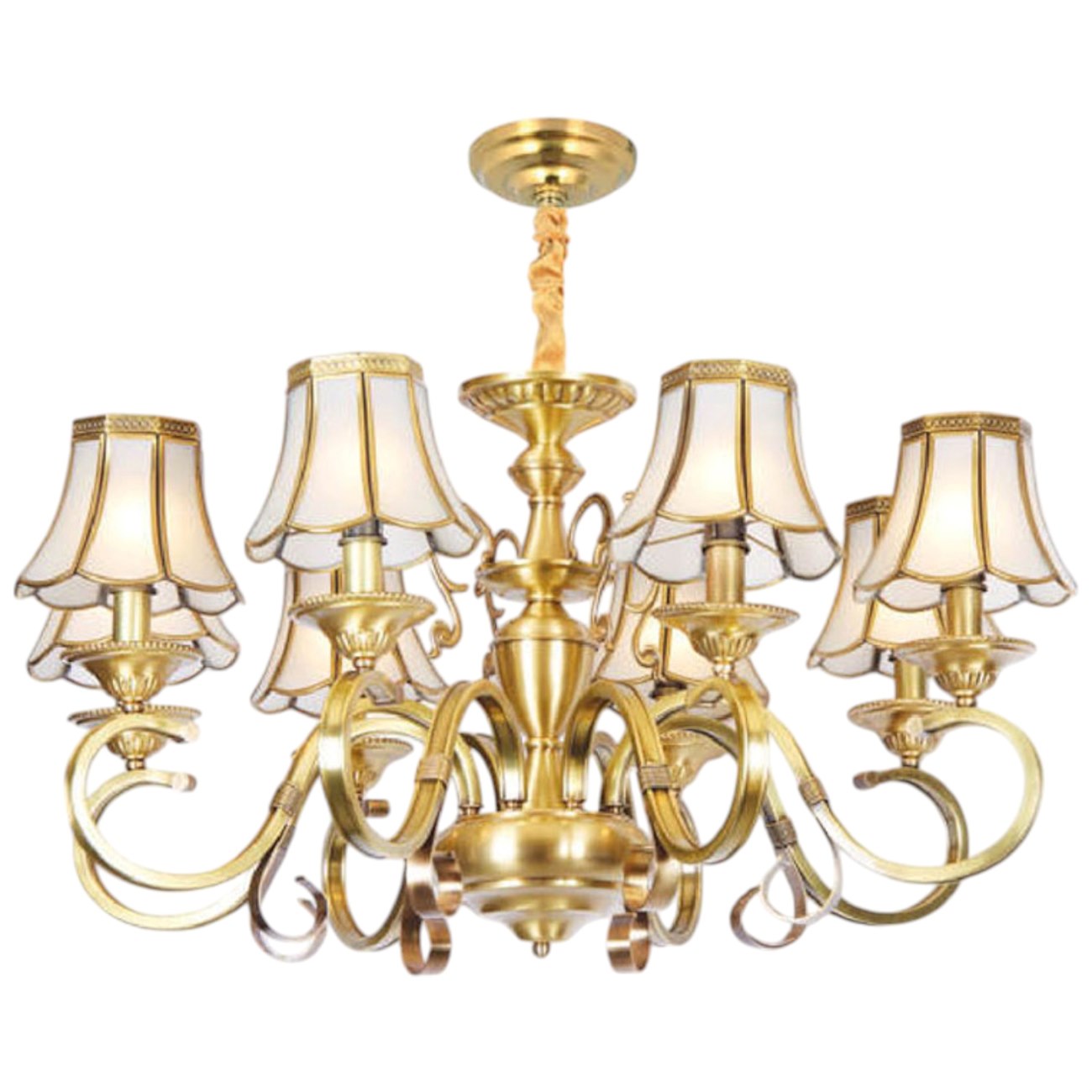 Đèn chùm đồng Andora CĐ-D0892/8 Ø800*H500 + 500 E14*8