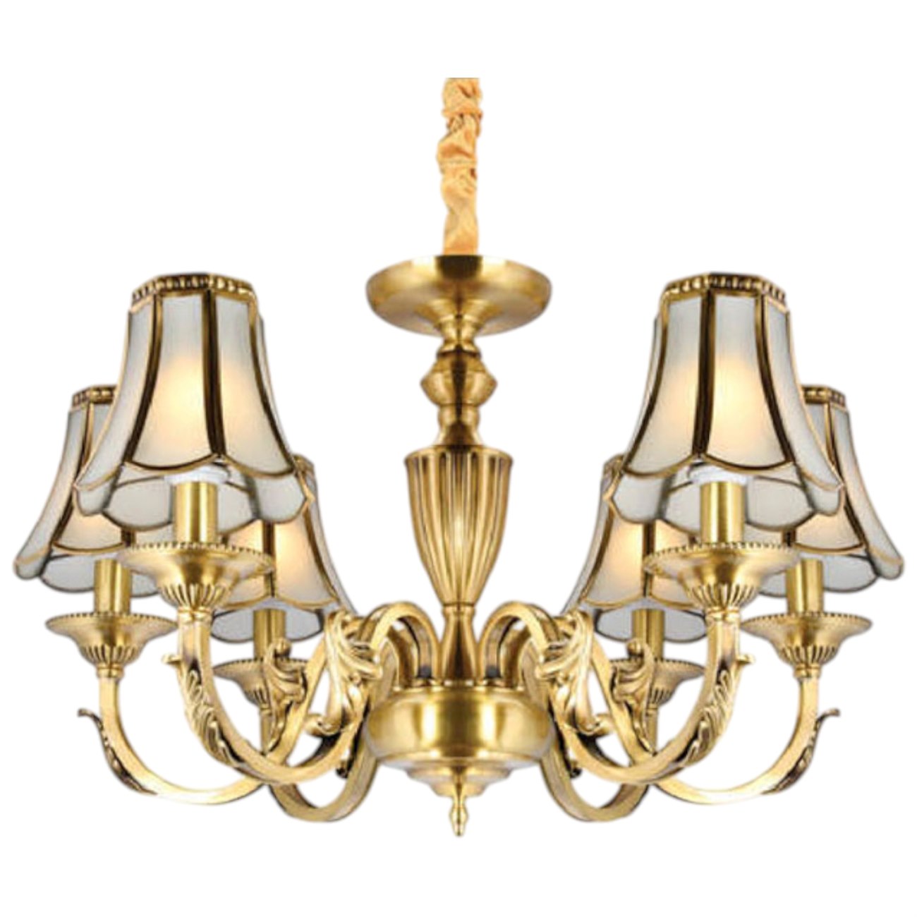 Đèn chùm đồng thủy tinh Andora CĐ-D0996/6 Ø750*H430 + 500 E14*6