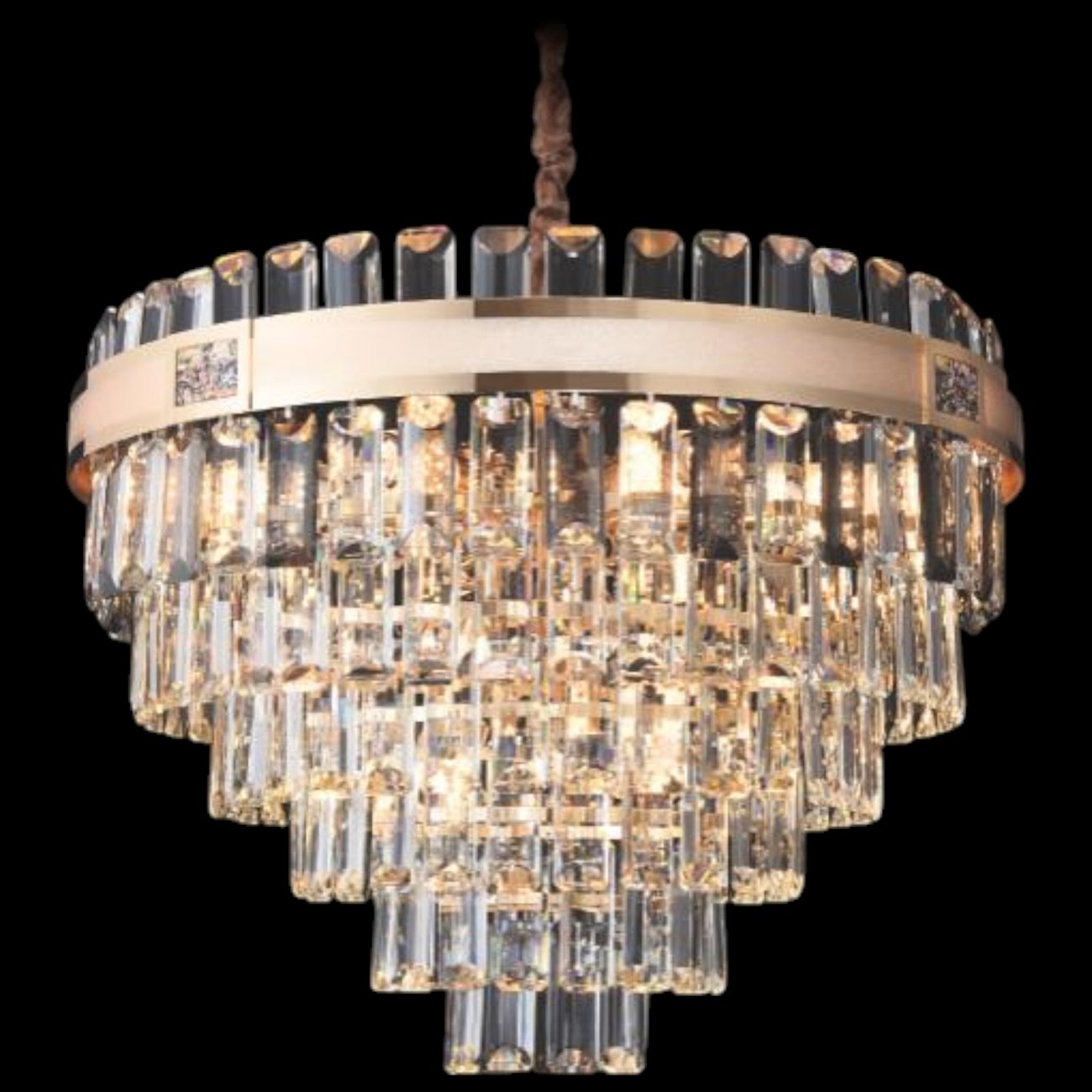 Đèn chùm pha lê euroto Ø600 x H350 E14*11- Pha Lê K9 - có đính khảm xà cừ