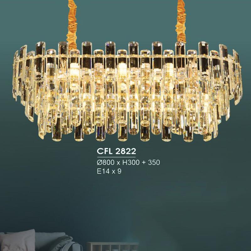 Đèn chùm pha lê Hufa Ø800*H300 + 350 - E14*9