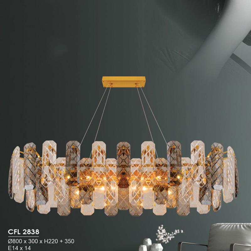 Đèn chùm pha lê Hufa Ø800*300*H220 + 350 - E14*6