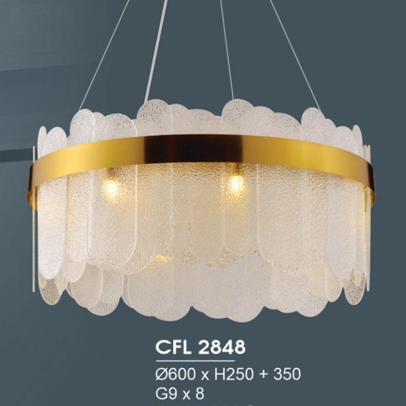 Đèn chùm pha lê Hufa Ø600*H250 + 350 - G9*8