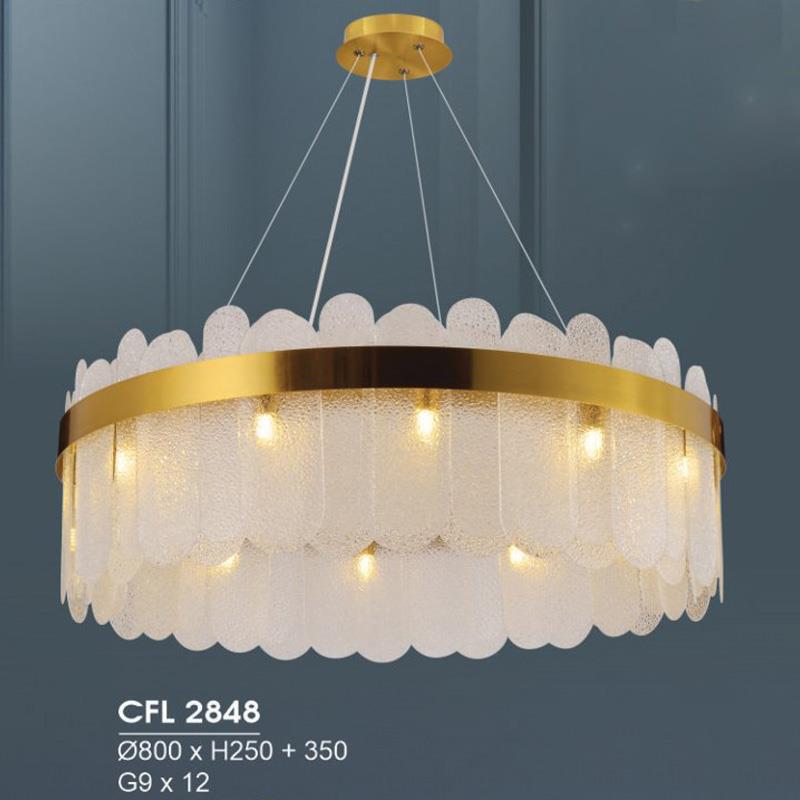 Đèn chùm pha lê Hufa Ø800*H250 + 350 - G9*12